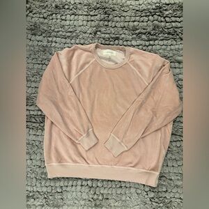 THE GREAT. Women's Blush Velour College Crew Neck Sweater